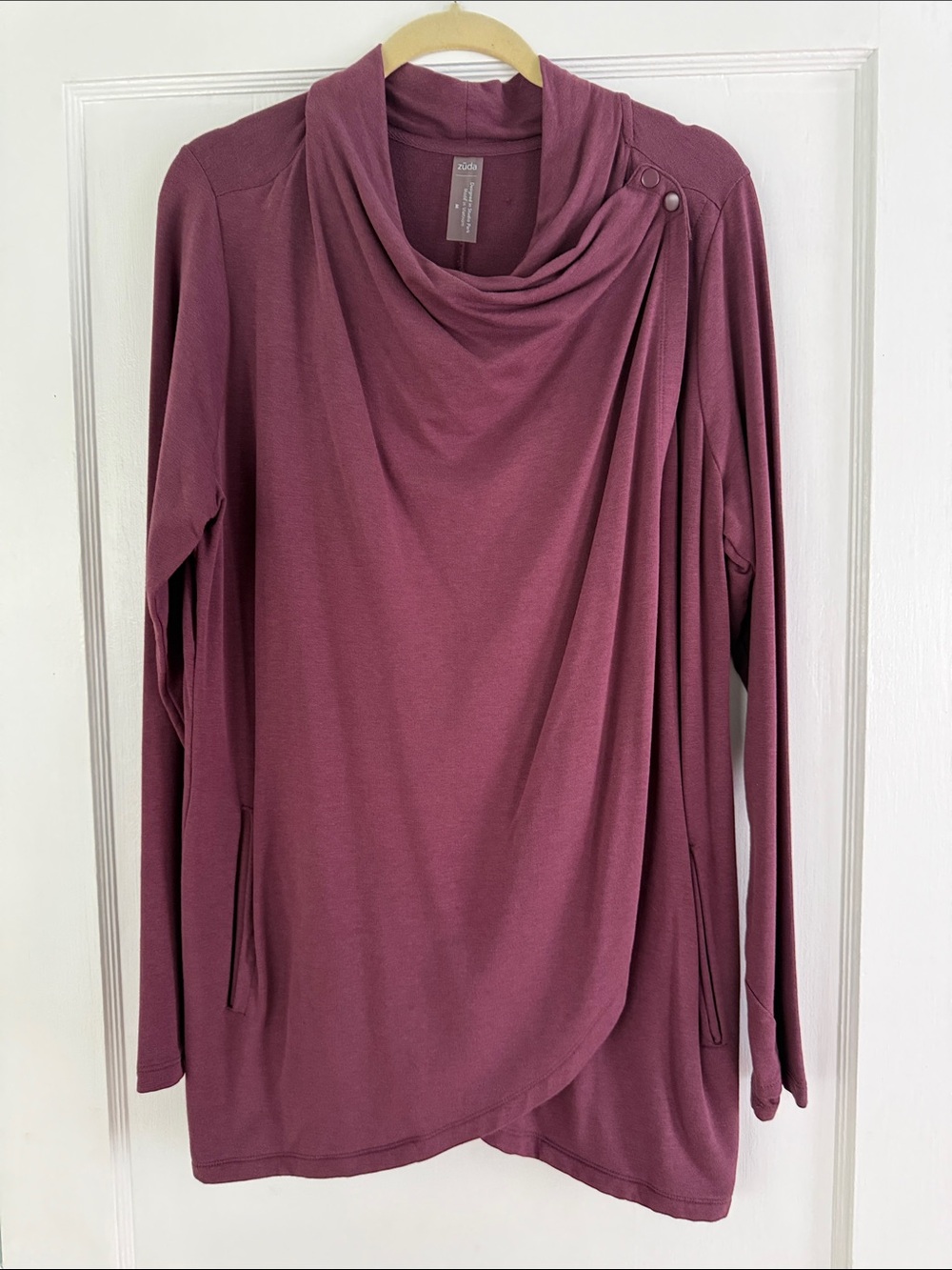 Zuda Plum Draped Long-Sleeve Athletic Jacket